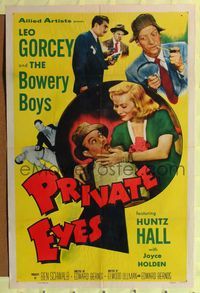 2m659 PRIVATE EYES 1sh '53 Leo Gorcey & The Bowery Boys are detectives, sexy Joyce Holden!