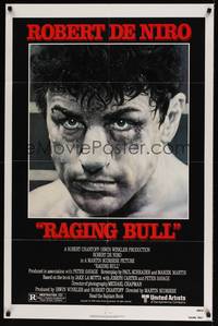 2m666 RAGING BULL 1sh '80 Martin Scorsese, classic close up boxing image of Robert De Niro!