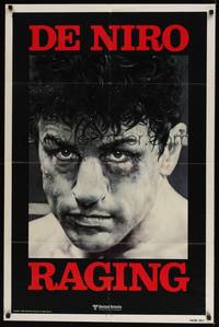 2m667 RAGING BULL teaser 1sh '80 Martin Scorsese, classic close up boxing image of Robert De Niro!