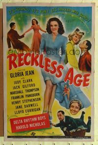 2m670 RECKLESS AGE signed 1sh '44 by Gloria Jean, it's fun & sparked with song!
