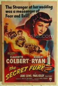 2m712 SECRET FURY 1sh '50 Claudette Colbert, Robert Ryan, directed by Mel Ferrer!