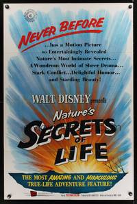 2m715 SECRETS OF LIFE 1sh '56 Disney True Life Adventure, nature's most intimate secrets!