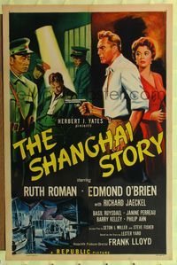 2m720 SHANGHAI STORY style A 1sh '54 Edmond O'Brien and sexy Ruth Roman in China prison!