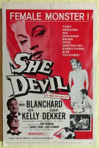 2m721 SHE DEVIL 1sh '57 sexy inhuman female monster who destroyed everything she touched!