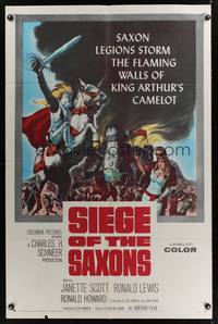 2m726 SIEGE OF THE SAXONS 1sh '63 King Arthur's Camelot, cool knight on horseback art!