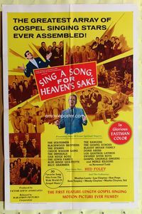 2m728 SING A SONG FOR HEAVEN'S SAKE 1sh '66 greatest array of gospel singing stars ever assembled!