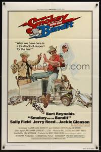 2m739 SMOKEY & THE BANDIT 1sh '77 art of Burt Reynolds, Sally Field & Jackie Gleason by Solie!