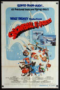 2m741 SNOWBALL EXPRESS 1sh '72 Walt Disney, Dean Jones, wacky winter fun art!