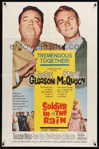 2m747 SOLDIER IN THE RAIN 1sh '64 close-ups of misfit soldiers Steve McQueen & Jackie Gleason!