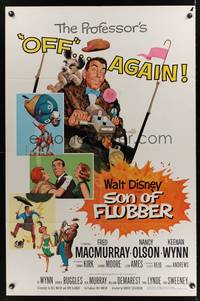 2m753 SON OF FLUBBER style A 1sh '63 Walt Disney, art of absent-minded professor Fred MacMurray!