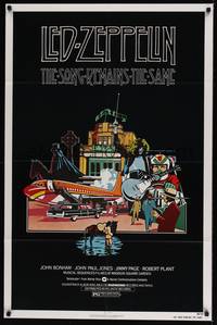 2m757 SONG REMAINS THE SAME 1sh '76 Led Zeppelin, really cool rock & roll montage art!