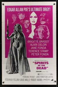 2m767 SPIRITS OF THE DEAD 1sh '69 Federico Fellini, Reynold Brown artwork of sexy Jane Fonda!