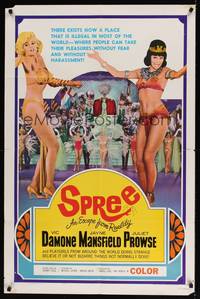 2m769 SPREE 1sh '67 sexy dancers Jayne Mansfield & Juliet Prowse in Las Vegas!