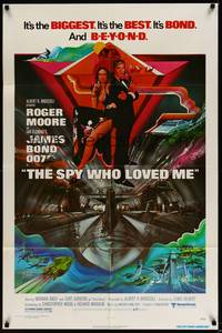 2m773 SPY WHO LOVED ME 1sh '77 great art of Roger Moore as James Bond 007 by Bob Peak!