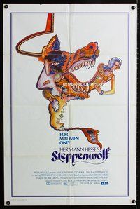 2m790 STEPPENWOLF 1sh '74 Max Von Sydow, for madmen only, really cool psychedelic artwork!