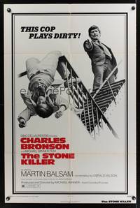2m794 STONE KILLER 1sh '73 Charles Bronson is a cop who plays dirty shooting guy on fire escape!
