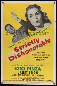 2m810 STRICTLY DISHONORABLE 1sh '51 what are Ezio Pinza's intentions towards Janet Leigh?