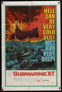 2m814 SUBMARINE X-1 1sh '68 James Caan, cool naval scuba divers & warfare art!