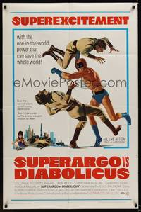 2m832 SUPERARGO VS. DIABOLICUS 1sh '68 cool art of masked hero in action!