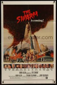 2m836 SWARM style B 1sh '78 directed by Irwin Allen, cool art of killer bee attack by C.W. Taylor!