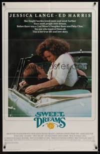 2m838 SWEET DREAMS 1sh '85 pretty Jessica Lange & Ed Harris in Patsy Cline bio!