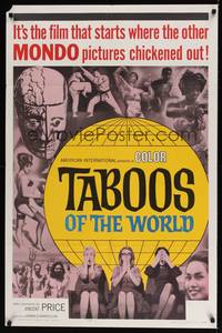 2m848 TABOOS OF THE WORLD 1sh '63 I Tabu, AIP, Vincent Price, wild image of shocked audience!