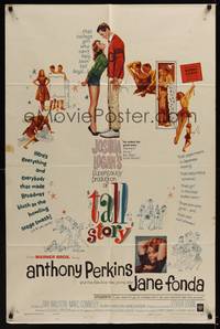 2m854 TALL STORY 1sh '60 Anthony Perkins, early Jane Fonda, basketball!