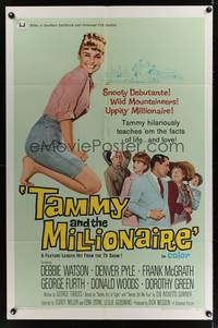 2m859 TAMMY & THE MILLIONAIRE 1sh '67 sexy Debbie Watson learns facts of love, from the TV show!
