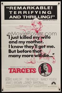 2m863 TARGETS 1sh '68 Boris Karloff, Tim O'Kelly, directed by Peter Bogdanovich!