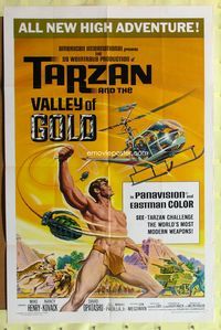 2m867 TARZAN & THE VALLEY OF GOLD 1sh '66 art of Henry throwing grenade at helicopter!