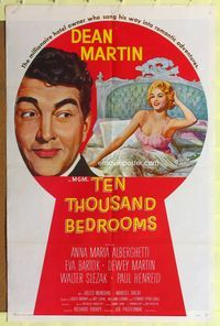 2m877 TEN THOUSAND BEDROOMS style D 1sh '57 art of Dean Martin & sexy Anna Maria Alberghetti in bed