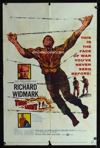 2m896 TIME LIMIT 1sh '57 Richard Widmark, cool art of Korean War soldier in barb-wire fence!