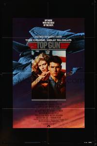 2m904 TOP GUN 1sh '86 great image of Tom Cruise & Kelly McGillis, Navy fighter jets!
