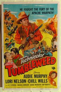 2m914 TUMBLEWEED 1sh '53 Audie Murphy fought the fury of the Apache warpath!