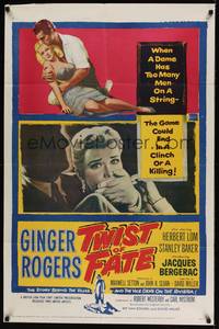 2m917 TWIST OF FATE 1sh '54 sexy dame Ginger Rogers has too many men on a string!