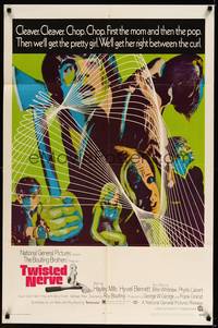 2m918 TWISTED NERVE 1sh '69 Hayley Mills, Roy Boulting English horror, cool psychedelic art!