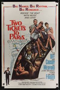 2m920 TWO TICKETS TO PARIS 1sh '62 Joey Dee, Gary Crosby, Kay Medford in France!