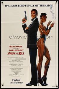 2m932 VIEW TO A KILL advance 1sh '85 art of Moore as Bond 007 & smoking Grace Jones by Gouzee!