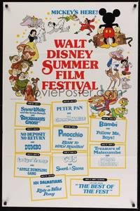 2m945 WALT DISNEY SUMMER FILM FESTIVAL 1sh '70s great art of Disney characters, Bambi, Dumbo & more!