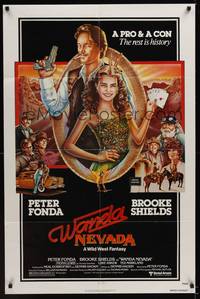 2m946 WANDA NEVADA 1sh '79 art of gamblers Brooke Shields holding 4 aces poker hand & Peter Fonda