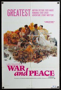 2m947 WAR & PEACE 1sh '68 directed by Sergei Bondarchuck, Leo Tolstoy novel!