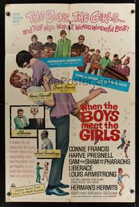 2m958 WHEN THE BOYS MEET THE GIRLS 1sh '65 Connie Francis, Liberace, Herman's Hermits!