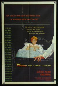 2m966 WICKED AS THEY COME 1sh '56 directed by Ken Hughes, sexy bad girl Arlene Dahl in bed!