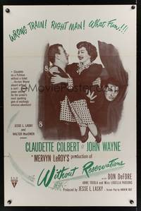 2m972 WITHOUT RESERVATIONS military 1sh R53 John Wayne & Claudette Colbert!
