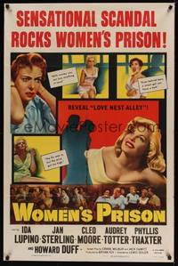 2m980 WOMEN'S PRISON 1sh '54 Ida Lupino & super sexy convict Cleo Moore, sensational scandal!