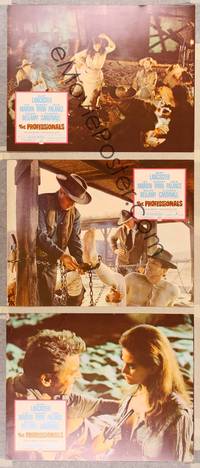 2p845 PROFESSIONALS 3 LCs '66 Burt Lancaster, Lee Marvin & sexy Claudia Cardinale!