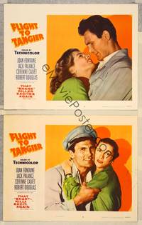 2p897 FLIGHT TO TANGIER 2 LCs '53 Joan Fontaine & Jack Palance in new perfected Dynoptic 3-D!