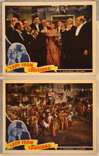 2p916 LADY FROM LOUISIANA 2 LCs '41 Ona Munson, New Orleans costume ball!