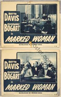 2p935 MARKED WOMAN 2 LCs R47 Bette Davis smoking and in court with Humphrey Bogart!