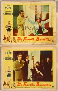 2p945 MY FAVORITE BRUNETTE 2 LCs '47 Bob Hope & sexy Dorothy Lamour, Peter Lorre!